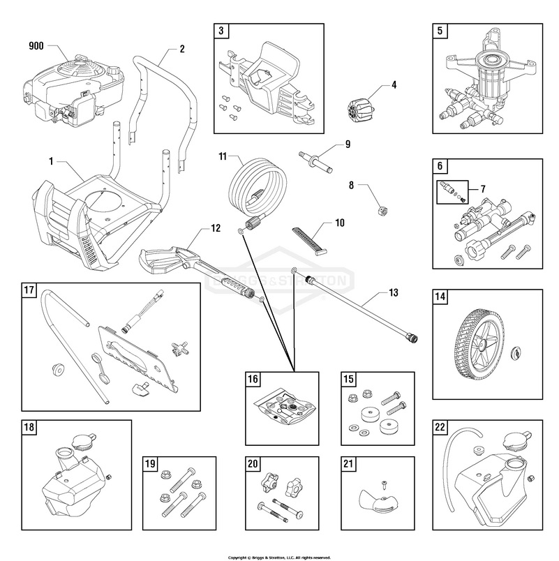 Briggs & Stratton pressure washer model 020570-03 replacement parts, pump breakdown, repair kits, owners manual and upgrade pump.